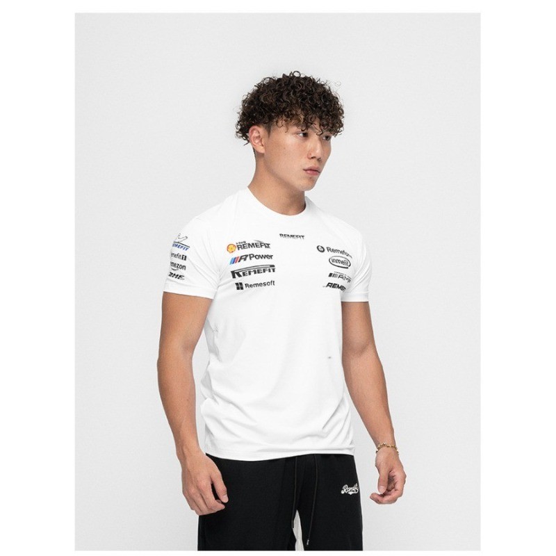 Hàng sẵn có REMFIT Spoof Racing 100% Cotton thoáng khí Thể thao nam tay ngắn 100% Cotton Street Raci