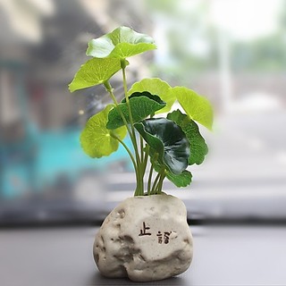 Chậu cây mini bằng gốm tử sa nhiều mẫu kèm nhành lá giả decor trang trí nhà cửa