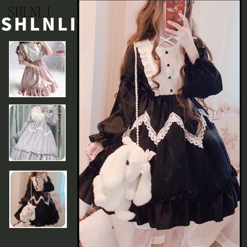 Đầm voan ren nữ Váy Lolita dáng rộng Hàn Quốc