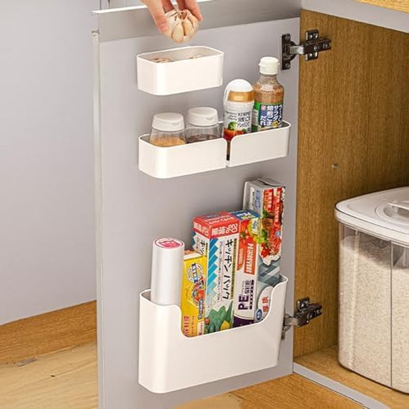 Adhesive Cabinet Door Organizer Storage 4 Pack, Door Rack Shelves Holder for Sink Kitchen Bathroom R