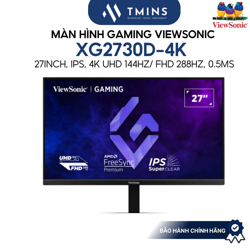 Màn Hình Gaming ViewSonic XG2730D-4K (27inch, IPS, 4K UHD 144Hz/ FHD 288Hz, 0.5ms) - Hàng chính hãng