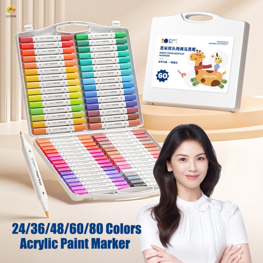 ECHOG Dual Tip Brush Acrylic Paint Marker, Archival Ink Gel Pen 24 / 36 / 48 / 60 / 80 Màu Bút đánh 