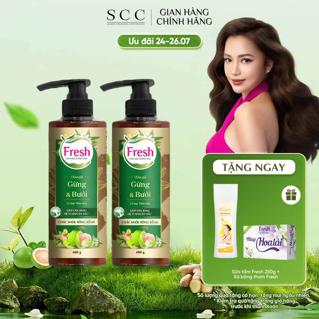 Combo 2 Dầu Gội FRESH Thảo Mộc Dưỡng Sinh Chắc Khỏe Bồng Bềnh 480g/chai
