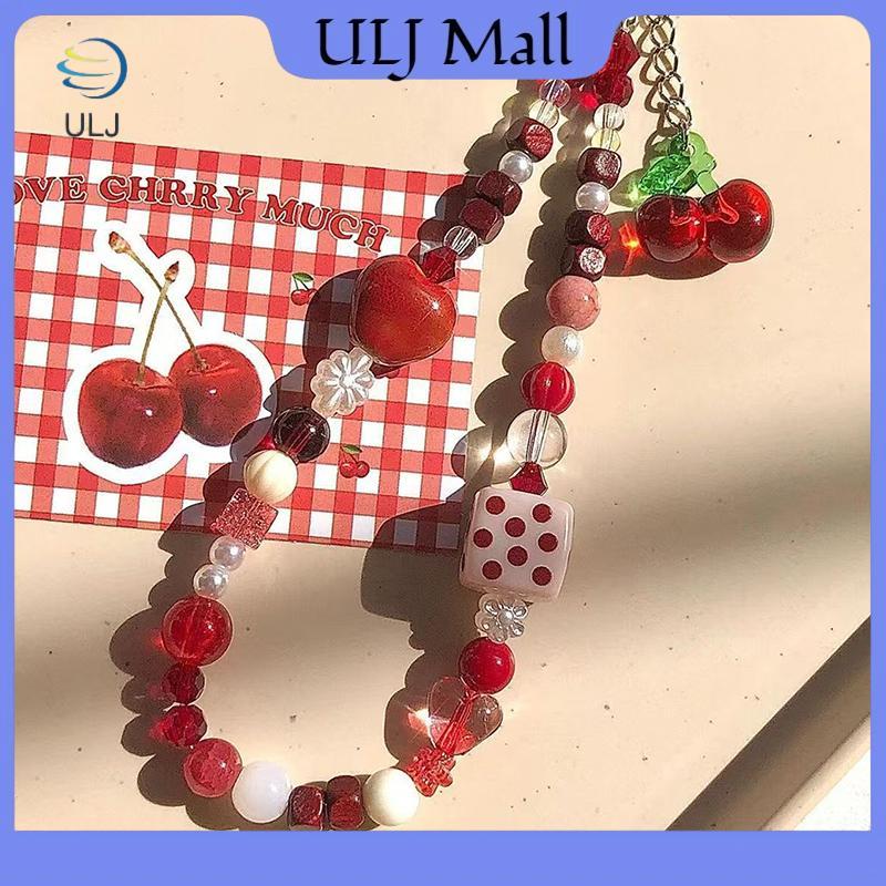 ULJ Cherry Mặt dây chuyền Vỏ điện thoại di động Dây đeo máy ảnh CCD Dây đeo cổ Alcove Mặt chuyền DIY