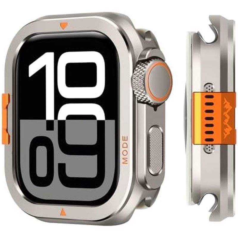 Vỏ cản kim loại Tương thích với vỏ Apple Watch Series 9 / 8 / 7 45mm, [Biến 45mm thành siêu nhìn] Tấ