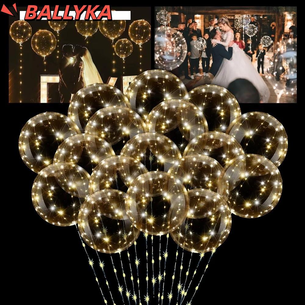 BALLYKA 5 / 10 Bóng Bay Bobo LED, Bóng Bay Nổi Ánh Sáng Ấm Áp Trong Suốt, Có Dây Đeo Ánh Sáng Bóng P