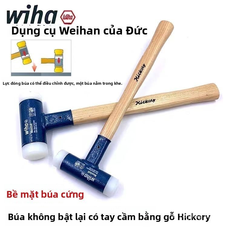 Búa cao su cán gỗ chuyên dụng Wiha Đức không phản lực chống sốc lắp ráp đồ gỗ gạch nền cao cấp chính