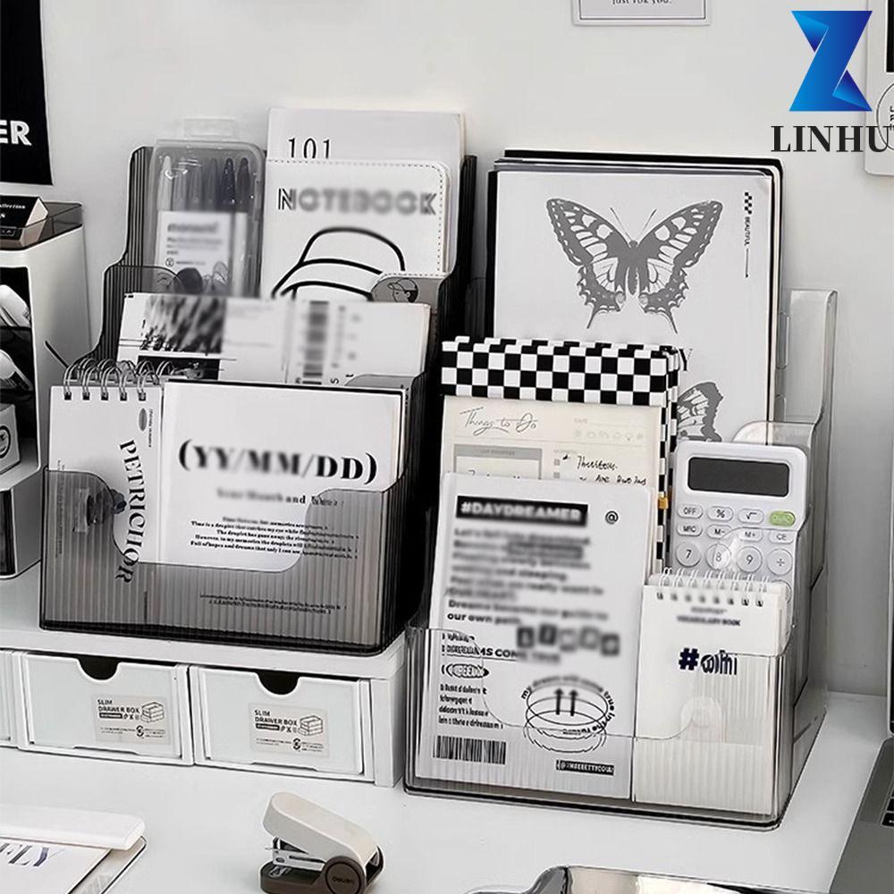 LINHU Pamphlet Flyer Organizer, Giá đỡ trưng bày tài liệu bằng nhựa chống trượt, Giá đựng tạp chí 3 