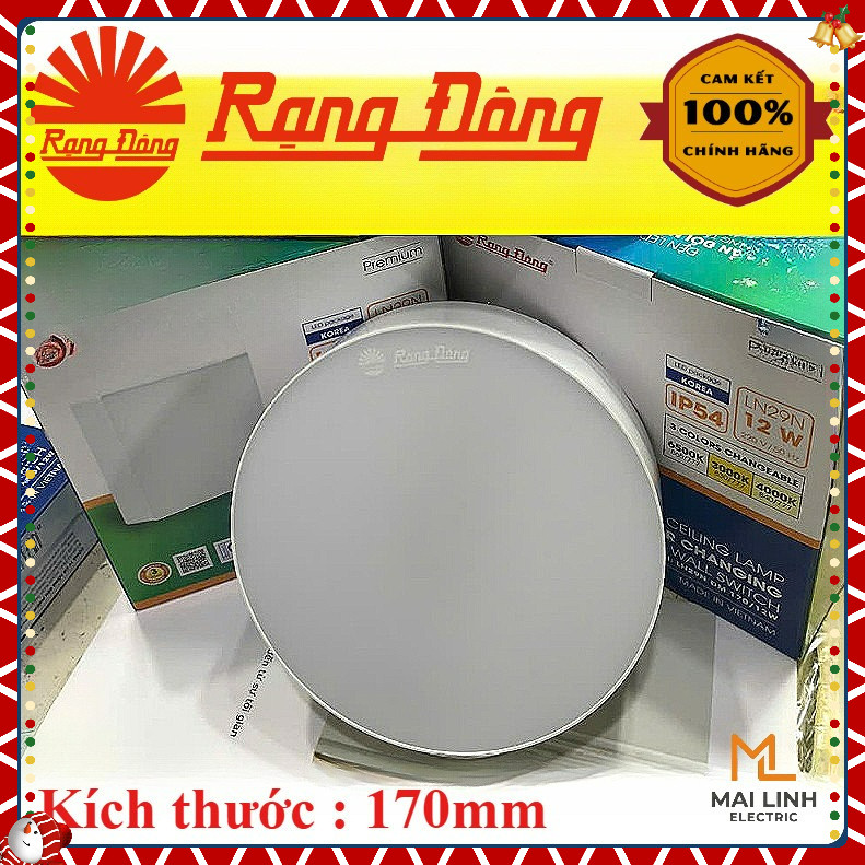 Đèn Led ốp nổi trần (Vuông & Tròn) 12W Rạng Đông -Đổi 3 Màu - Đường kính 170mm -Chip hàn quốc Model 