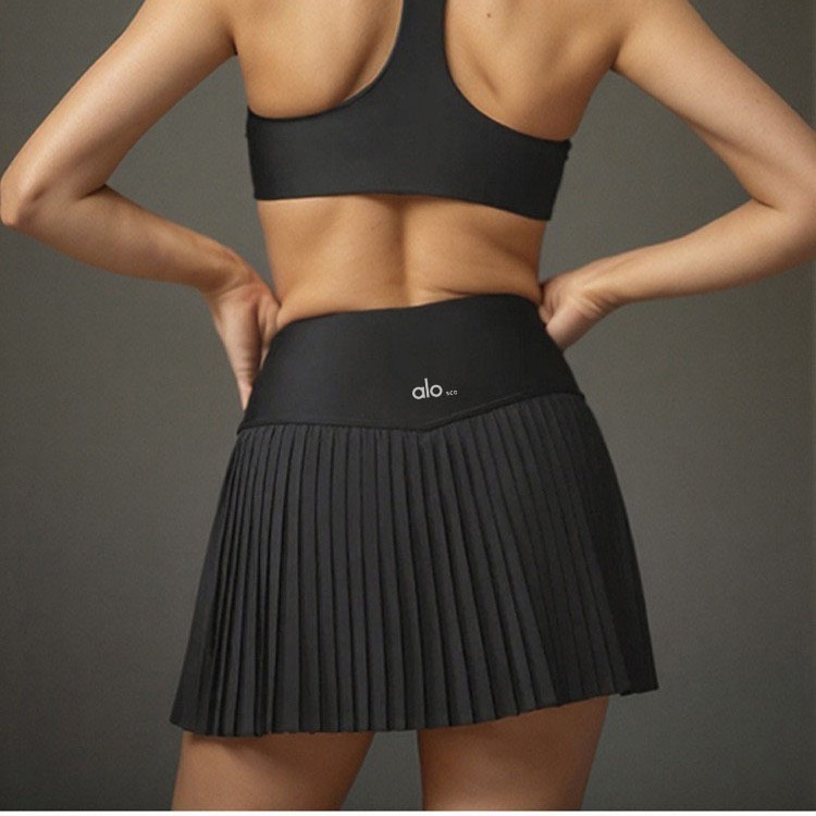 AL0 High-waisted anti-exposure sports tennis skirt, double-layer fitness golf outdoor pleated short 