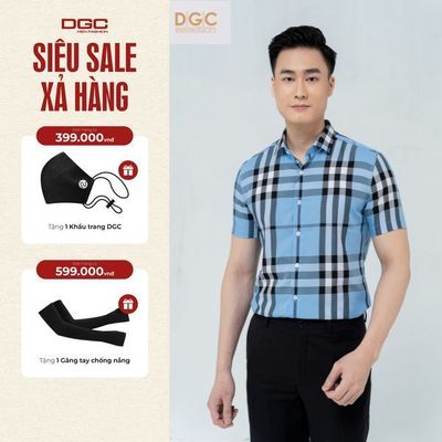 Áo sơ mi nam ngắn tay DGC Dáng ôm Slim Fit, Chất Vải thoáng mát - SASNBC30M