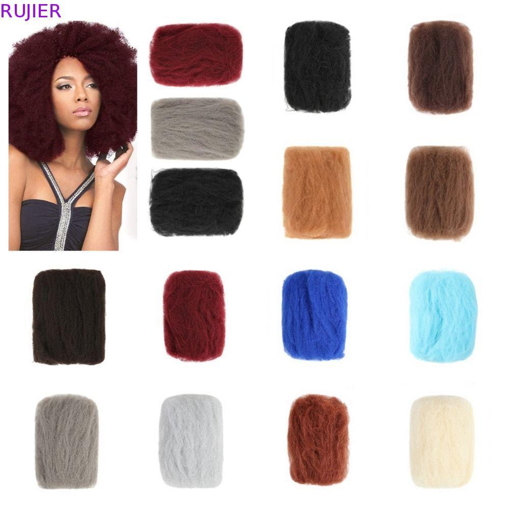 RUJIER 50g / chiếc Afro Kinky xoăn số lượng lớn, Tổng hợp màu sắc tự nhiên Remy số lượng lớn tóc, Tw