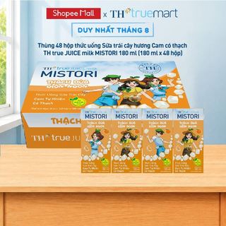 [Có quà tặng kèm] Thùng 48 hộp thức uống Sữa trái cây hương Cam có thạch TH true JUICE milk MISTORI 180 ml x 48 hộp