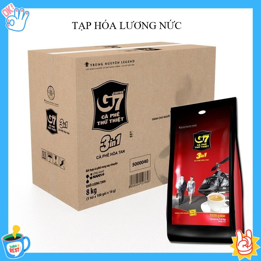 1 Thùng Cà phê Sữa G7 3in1 - Bịch 100 sticks 16gr - Thùng 5 bịch