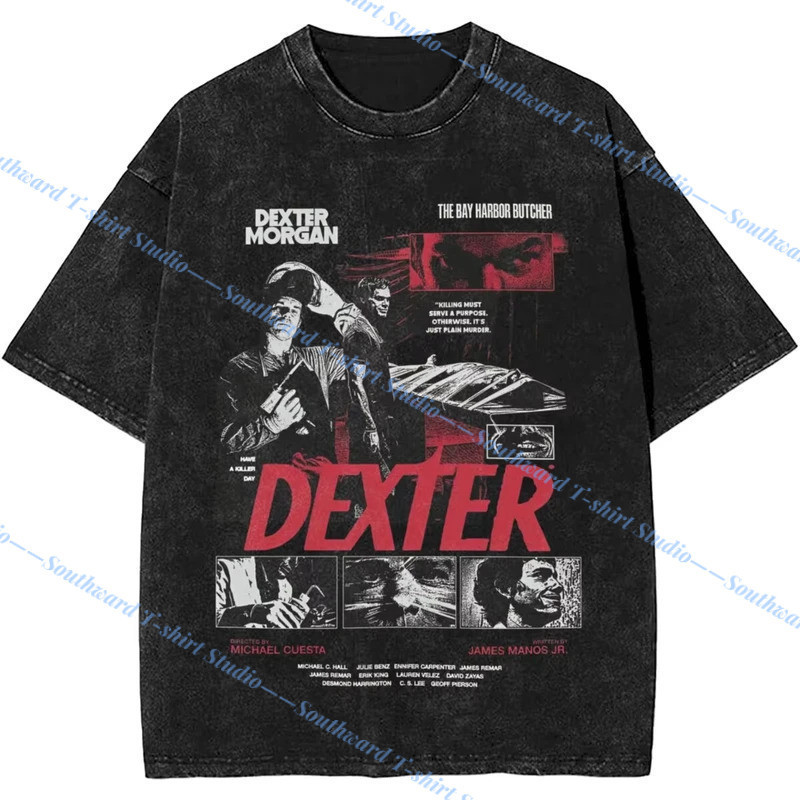 COD 2026 Kích Thước Châu Âu Cotton Dexter Morgan Harrys Mã Retro Rửa Áo nam Nữ J5GM