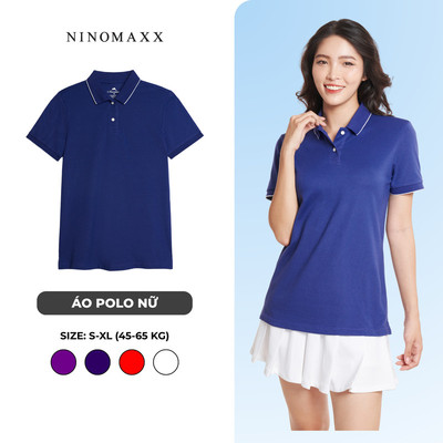 [CÒN ĐỎ, TÍM ĐẬM] Áo Polo Nữ Viền Cổ Thời Trang NINOMAXX 2311006