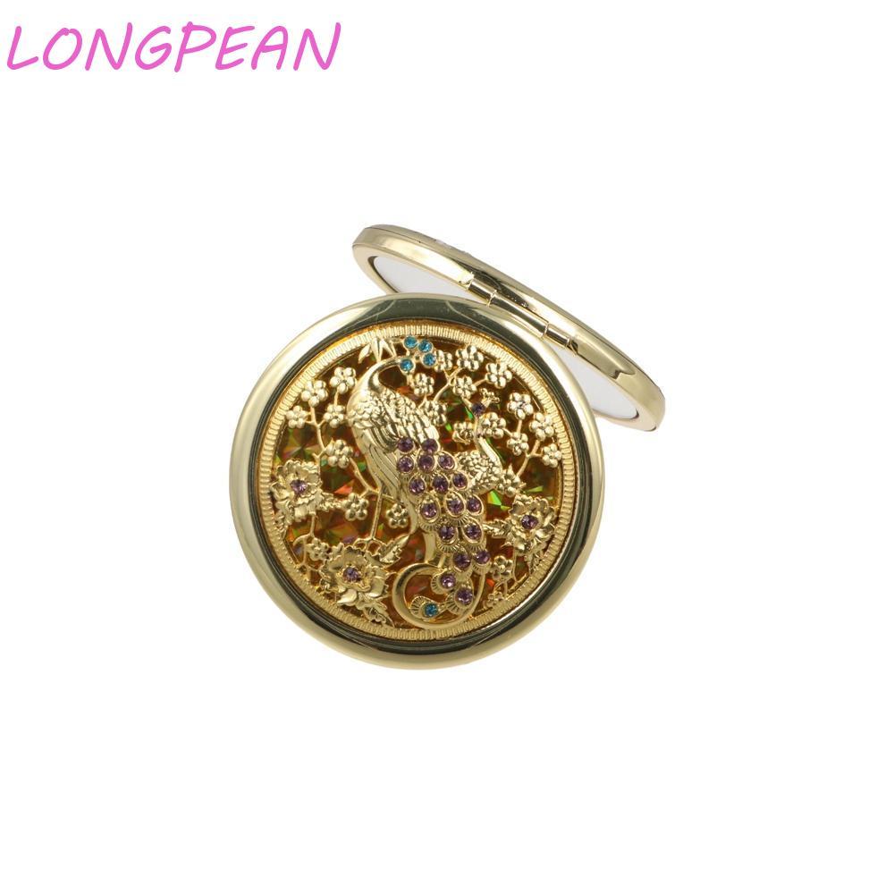 LONGPEAN Gương di động LONGPEAN, Gương trang trí tinh tế, Gương trang điểm Kim loại Gương bỏ túi hai