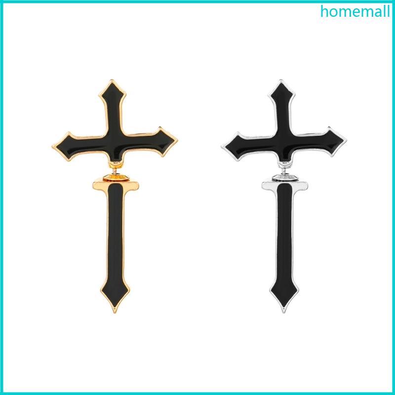 HO Emamel Cross Ear Jacket Dagger Bông Tai Dagger Bông Tai Mặt Trước Mặt Sau Bông Tai