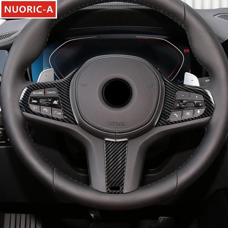 Sợi Carbon Màu Vô Lăng Khung Trang Trí Bao Viền Cho Xe BMW 3 5 Series G20 G30 2020-2022 Kiểu Dáng Xe