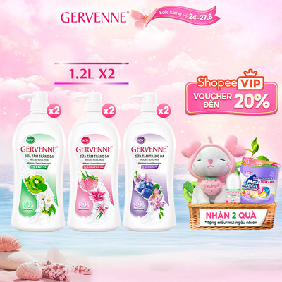 Combo 2 Sữa tắm trắng da 1.2L hương nước hoa Gervenne