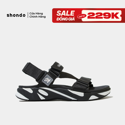 Giày Sandal Nam Nữ Shondo Êm Chân, Bền F8 Đen Trắng Ver.2 F8M1012