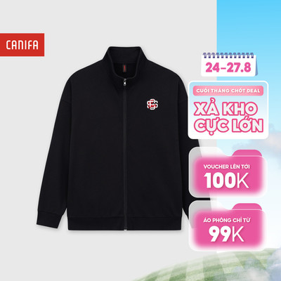 Áo khoác khóa kéo dài tay cổ lửng unisex người lớn Đơm Hoa Kết Mã CANIFA 5OT25W007
