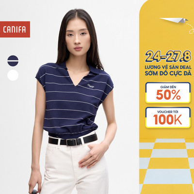 Áo len nữ CANIFA cổ bẻ thêu chữ chất liệu mềm mại 6TE25S002