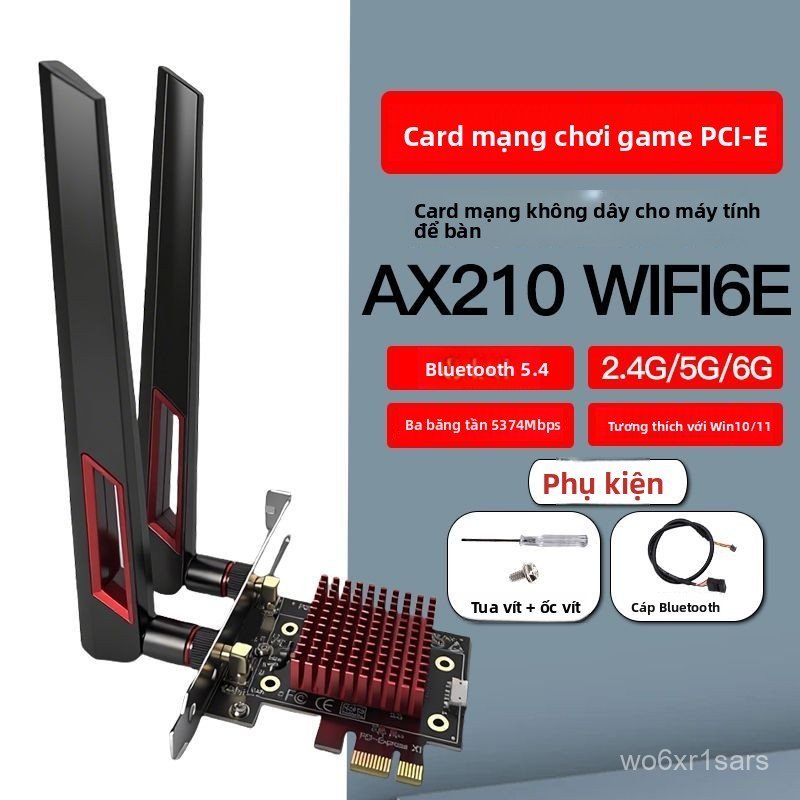 Card wifi Intel AX210 PCI-E thu sóng wifi 6 kèm bluetooth 5.4 cho máy tính để bàn tốc độ cao chính h