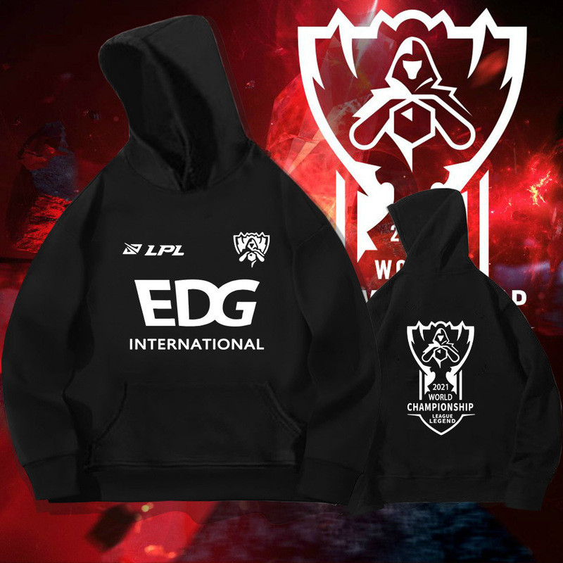 Áo Hoodie Thu Đông EDG Championship, Áo Khoác Dáng Rộng Tay Dài Thời Trang, Áo Khoác In Họa Tiết Pho