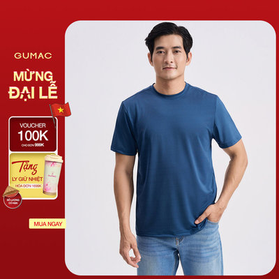Áo Thun Nam GUMAC Form Regular Cổ Bo Tay Ngắn Thun Lạnh Co Giãn Basic ATNG04048