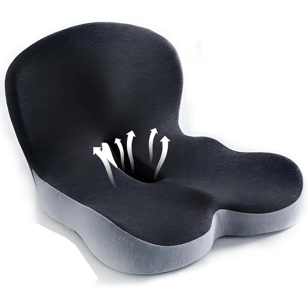 Ergonomic Memory Foam Seat Cushion, Lumbar Support Non Slip for Truck Driver Long Driving Office Cha