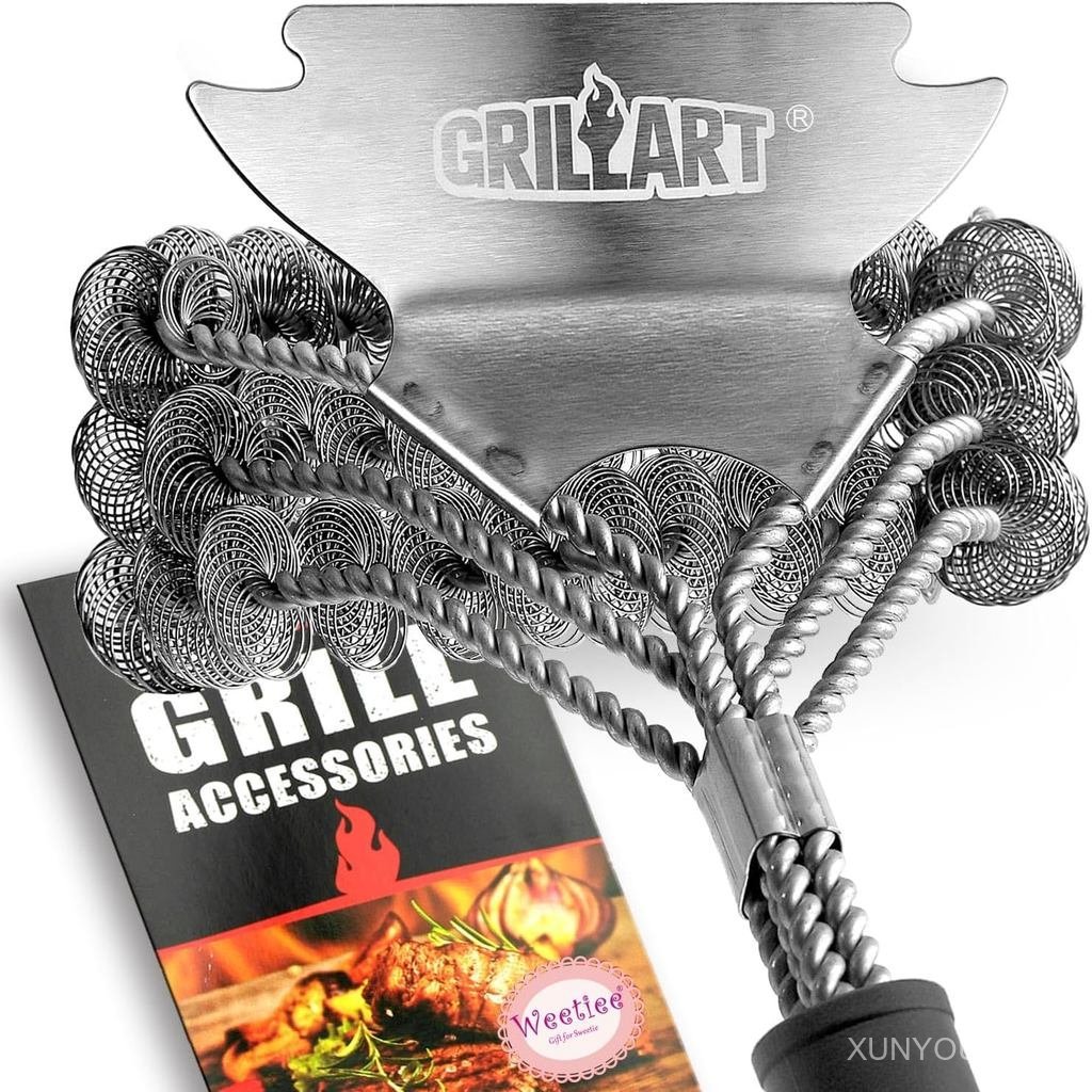 Grill Brush and Scraper Bristle Free – Safe BBQ Brush for Grill – 18'' Stainless Grill Grate Cleaner