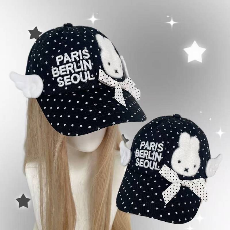 Chính Hãng Tự Chế Cổ Miffy Miffy Chấm Bi Thêu ins Tấm Che Nắng Thời Trang Mũ Bóng Chày