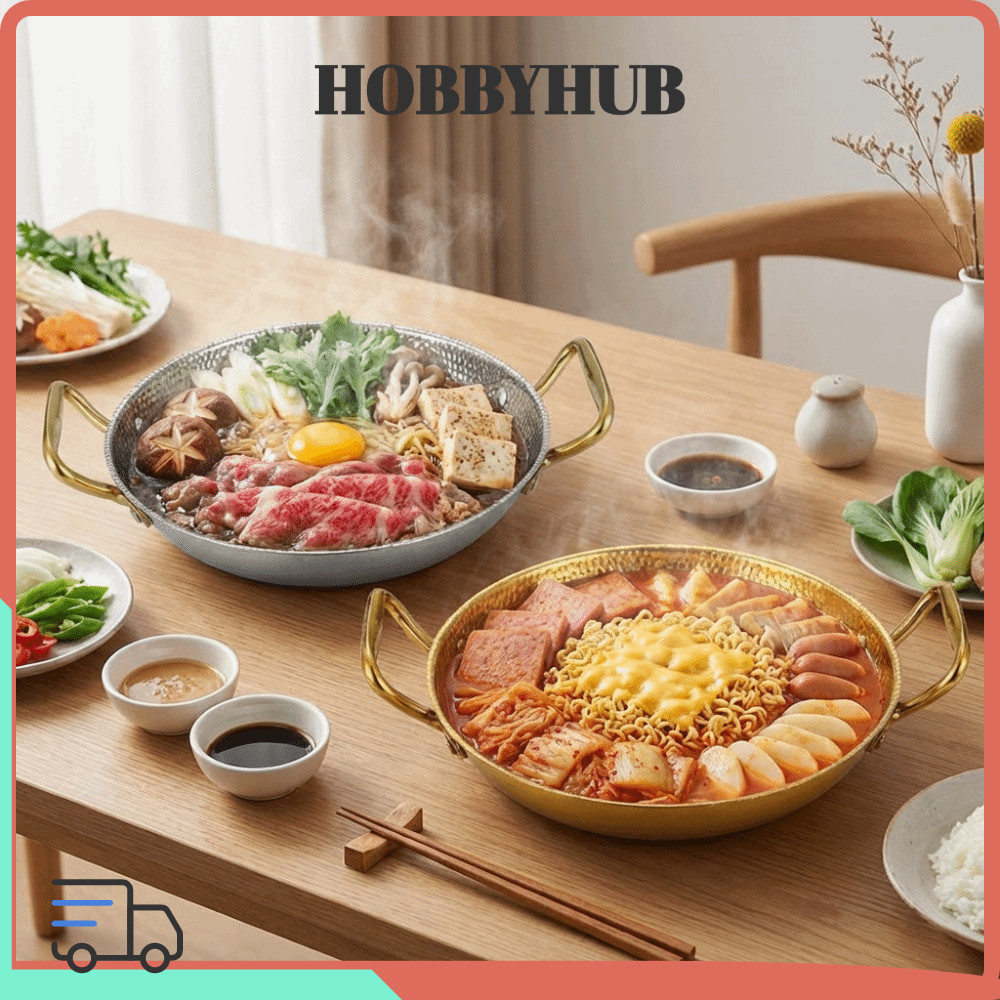 HOBBYHUB Hải sản Paella Pan Nhà bếp gia đình đa năng bằng thép không gỉ