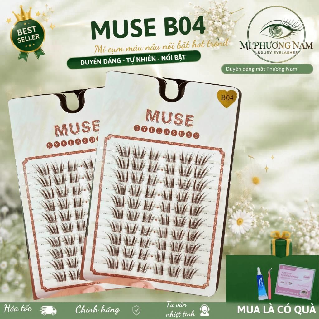Mi giả Muse B41 - Mi Cụm Nâu MUSE B41 Mi Hướng Dương Tự Nhiên Dễ Gắn - Mi Phương Nam