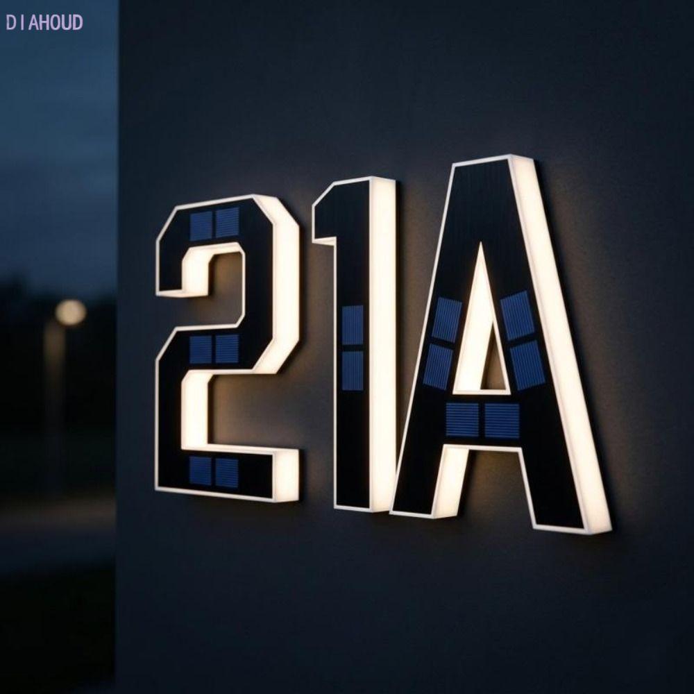 DIAHOUD Solar Light House Numbers Light 6.7IN Địa chỉ Ký Porch