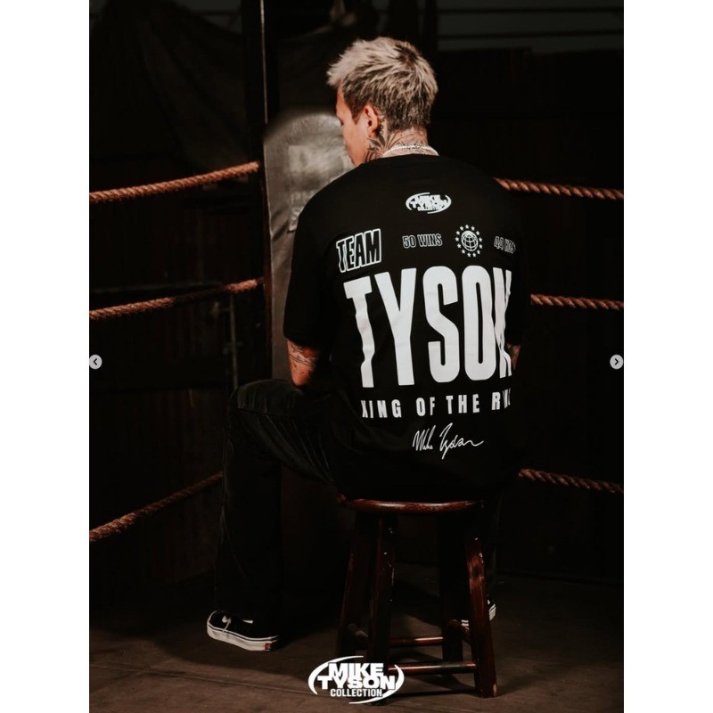 Áo thun nam cotton 100% in hình Tyson Tyson, phong cách retro đường phố, tay ngắn, phù hợp tập boxin