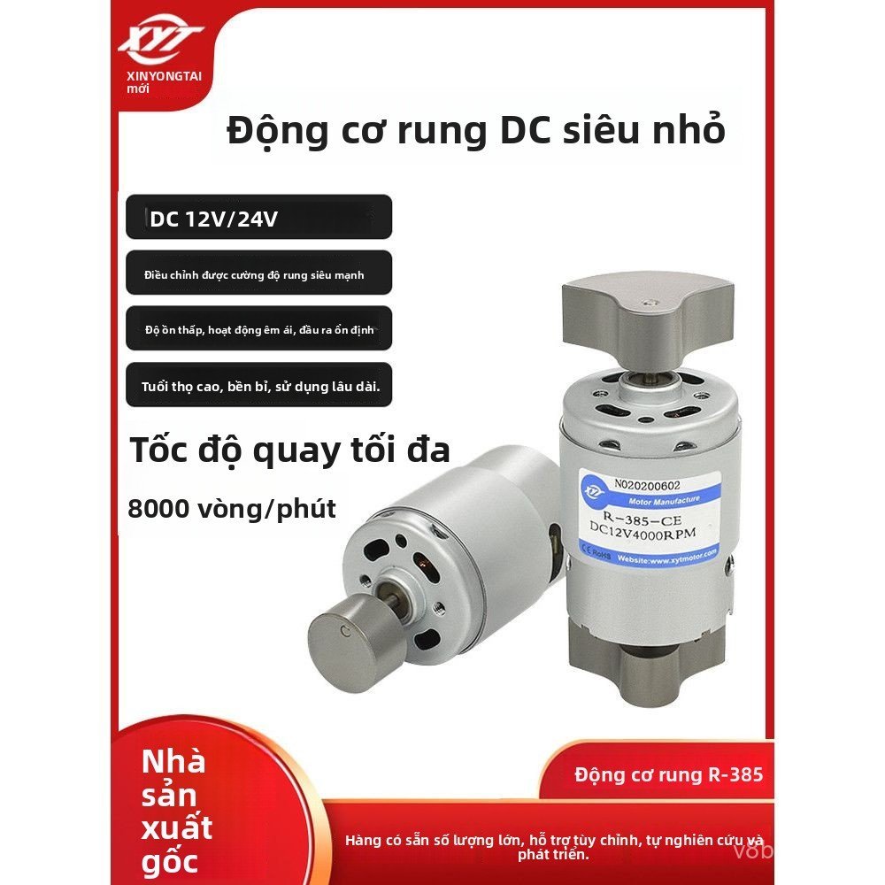 Motor rung RF385 một trục hai trục 12V 24V mô-men lớn điều tốc mini