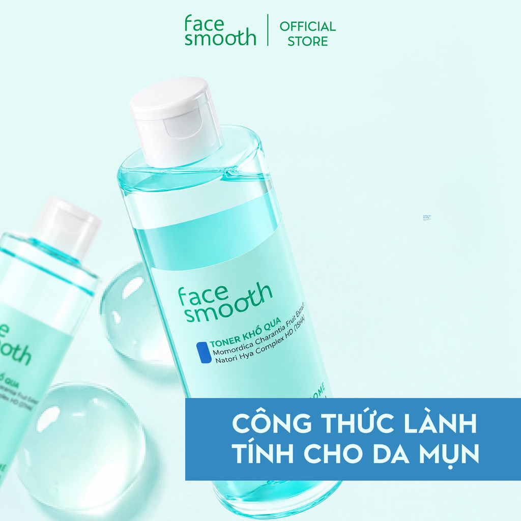 Combo Serum 30ml + Toner 250ml Cho Da Dầu Mụn Facesmooth Khổ Qua - Cấp Ẩm, Làm Dịu, Hỗ Trợ Cải Thiện Da Mụn