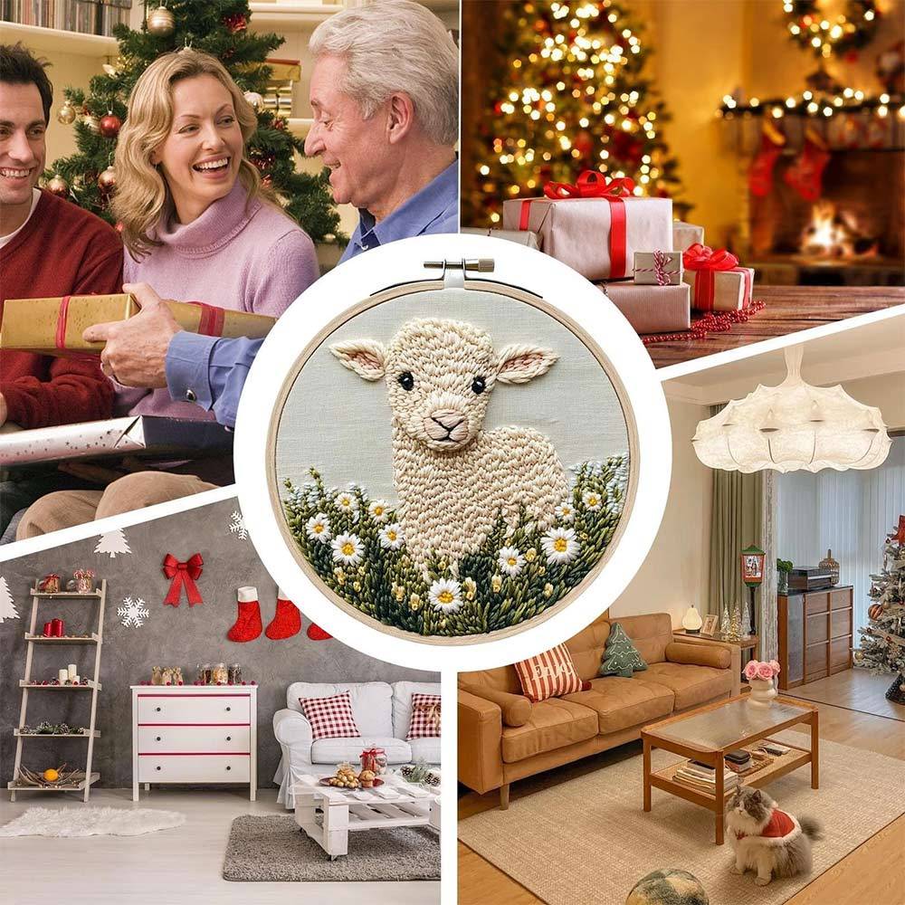 Beginner's Punch Needle Kit, Sewing Punch Needle Kit, Sheep Pattern Set