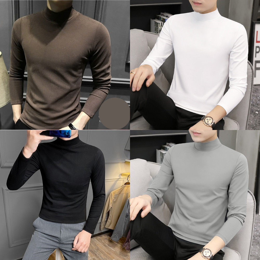 Combo 3-5 Áo Giữ Nhiệt Nam MCS Thun Dài Tay, Lót Nỉ Mịn, Co Giãn 4 Chiều, Cổ Cao 3 Phân, Giữ Nhiệt T