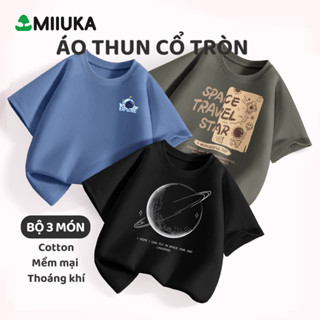 MIIUKA bộ 3 áo thun bé trai cổ tròn tay ngắn cotton cao cấp thoáng khí dễ mặc (LWDX-3)