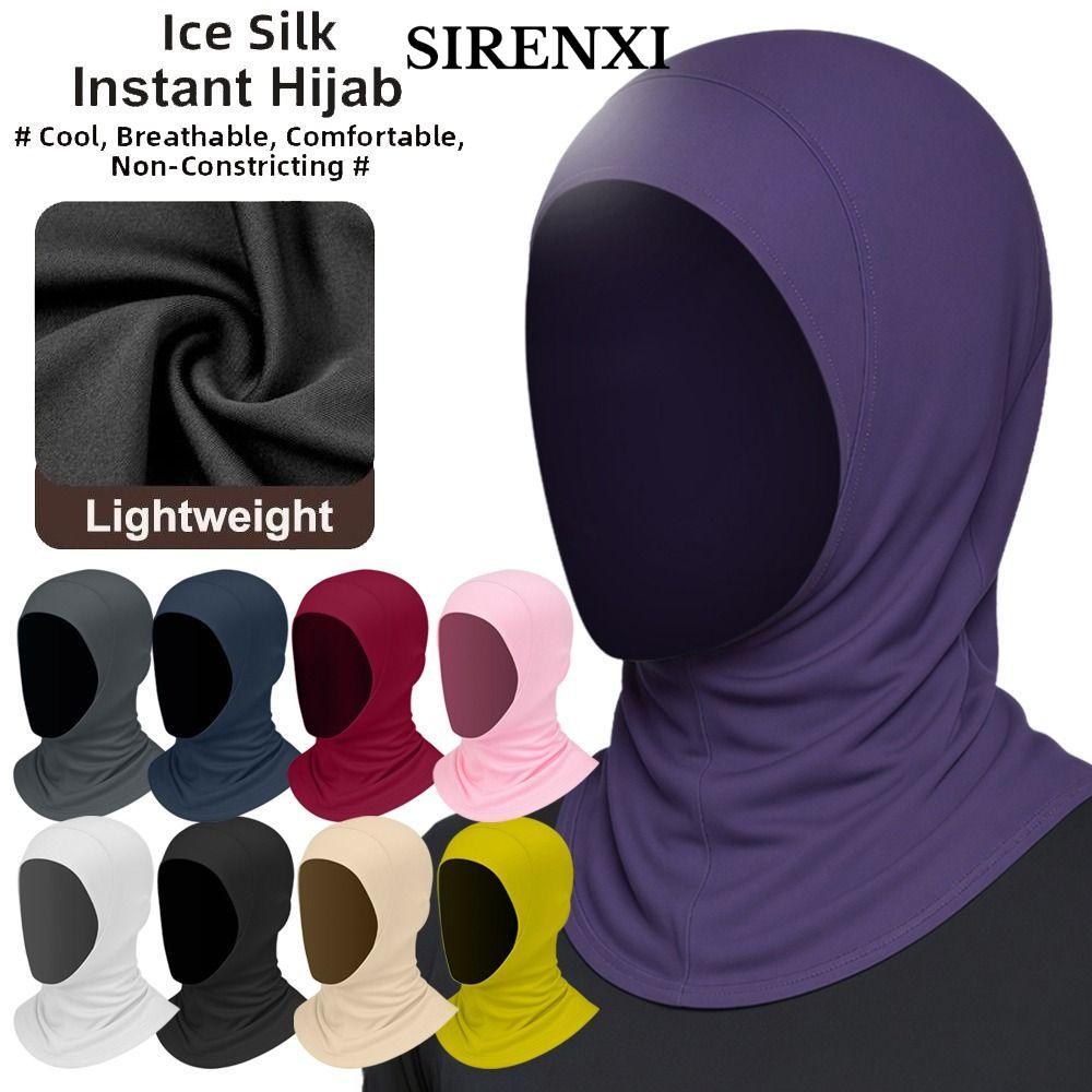 Khăn Hijab nữ SIRENXI, Khăn Hijab bảo vệ cổ lụa băng, Áo Hijab ăn liền bằng vải thun thanh lịch Màu 