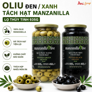 Oliu Đen Xanh Tách Hạt Manzanilla Lọ Thủy Tinh 935g, Thơm Ngon Bổ Dưỡng
