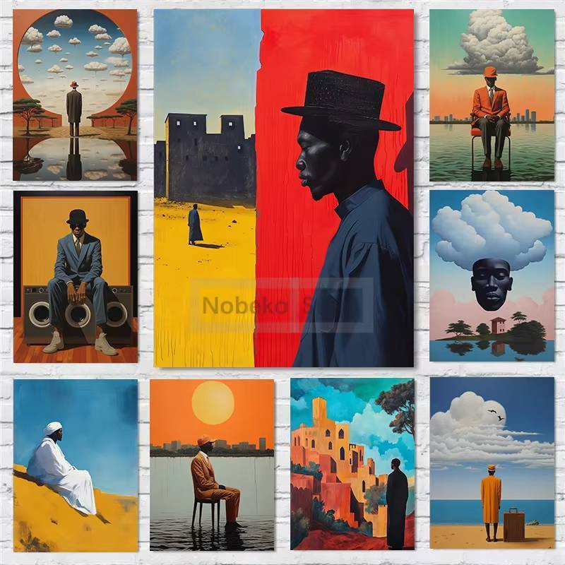 African Surrealism Abstract Poster African Nationality Prints Canvas Painting Wall Art Pictures Home