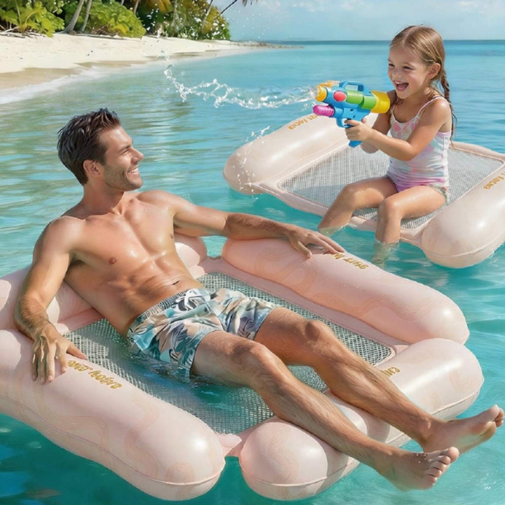 Bể Bơi Bơm Hơi Lounger Lưới Di Động Phao Giường Bốn Ống Dễ Dàng Bơm Hơi Lounger Lounger Hỗ Trợ Ổn Đị