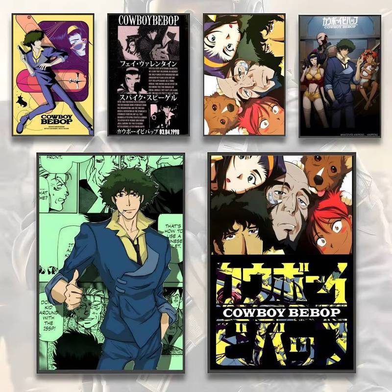 Cowboy Bebop Anime Canvas Wall Art, Retro Anime Style Room Decor