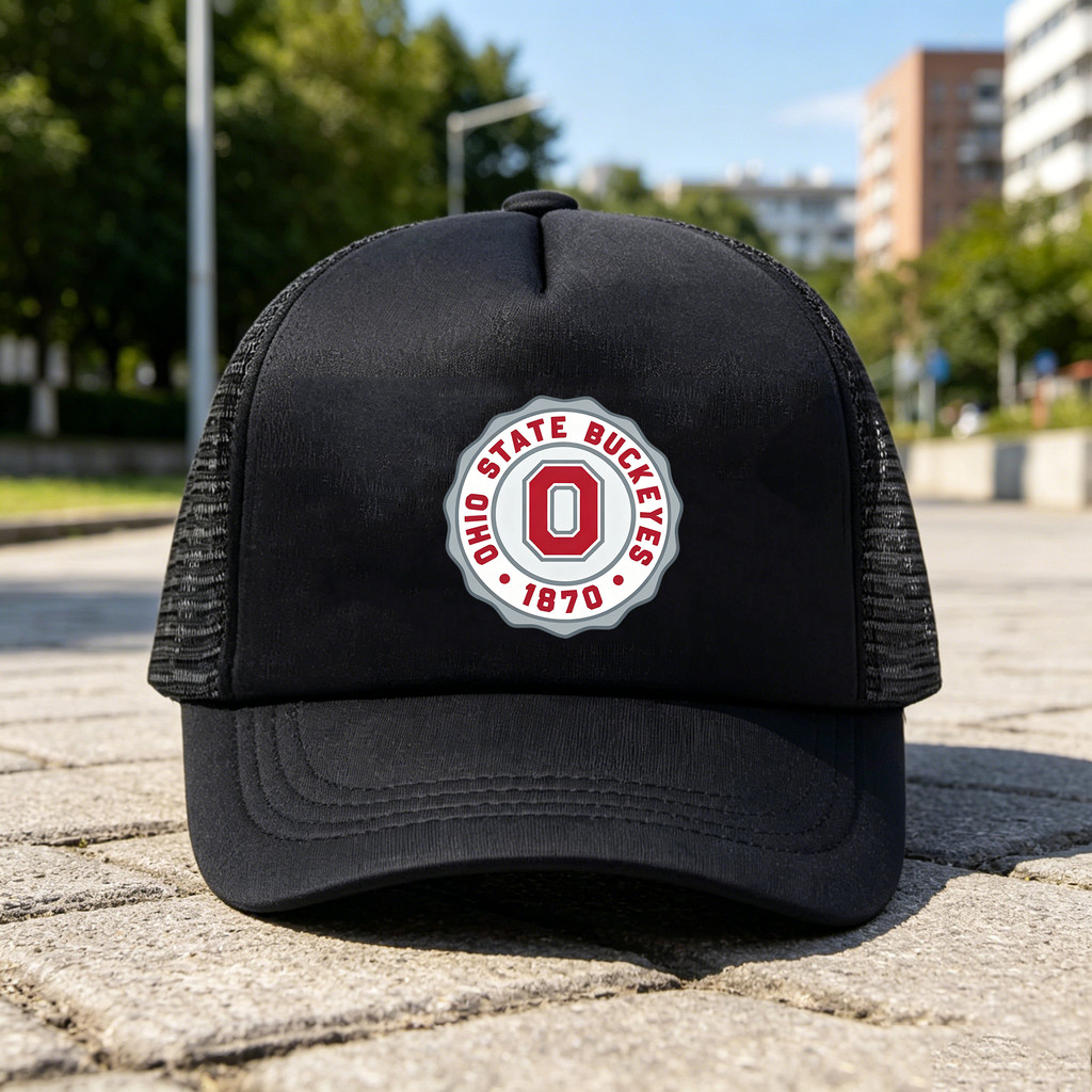 Ohio State Buckeyes Vintage Huy Hiệu Lưới Đồ Họa Trucker Mũ Có Thể Điều Chỉnh Mũ Bóng Chày Nam Nữ Đạ