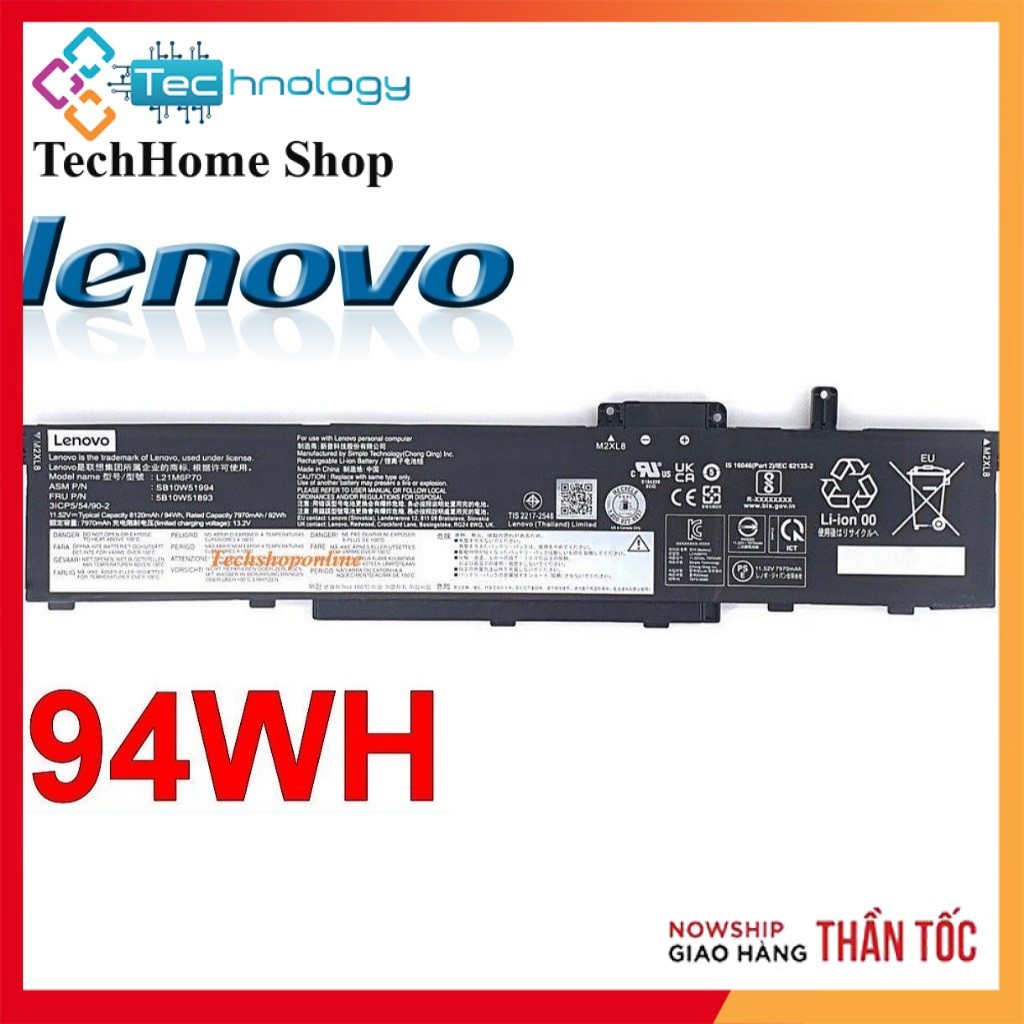 Pin laptop Lenovo ThinkPad P16-Gen1 P16-Gen2 L21M6P70 L21D6P70 L21C6P70 L21L6P70   5B10W51893  SB10W