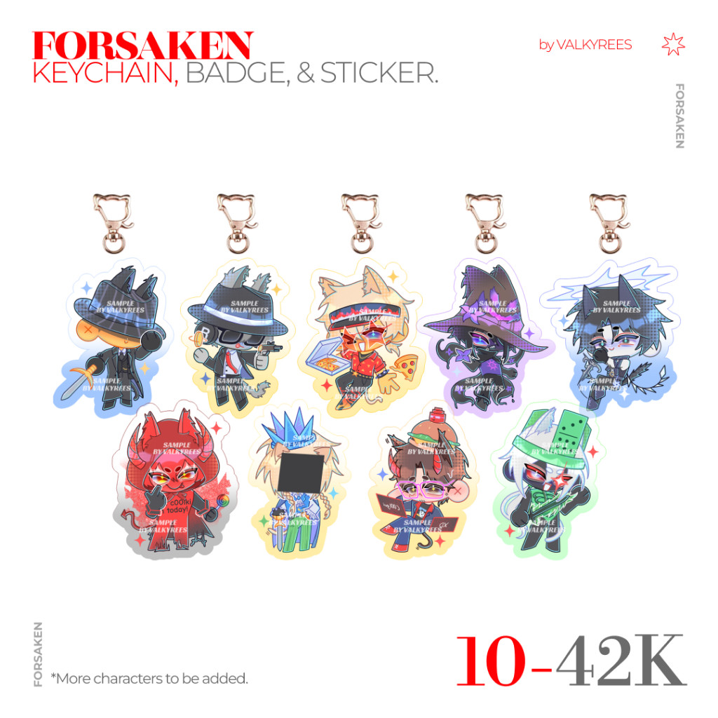 FORSAKEN KEYCHAIN PIN AND STICKER | ROBLOX Ganci Pin Stiker Elliot Chance Mafioso Itrapped C00lkidd 